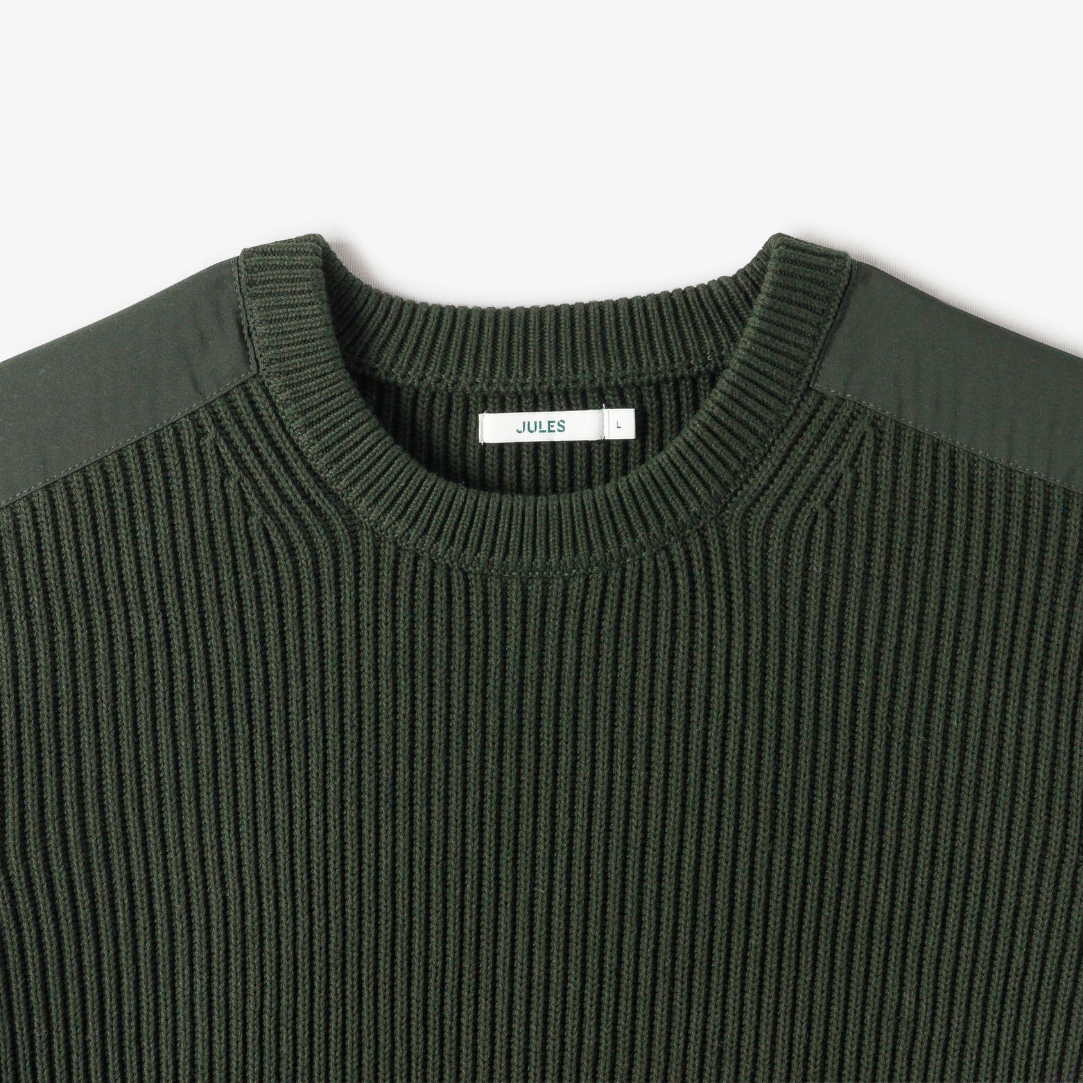 Pull col rond patch &eacute;paules