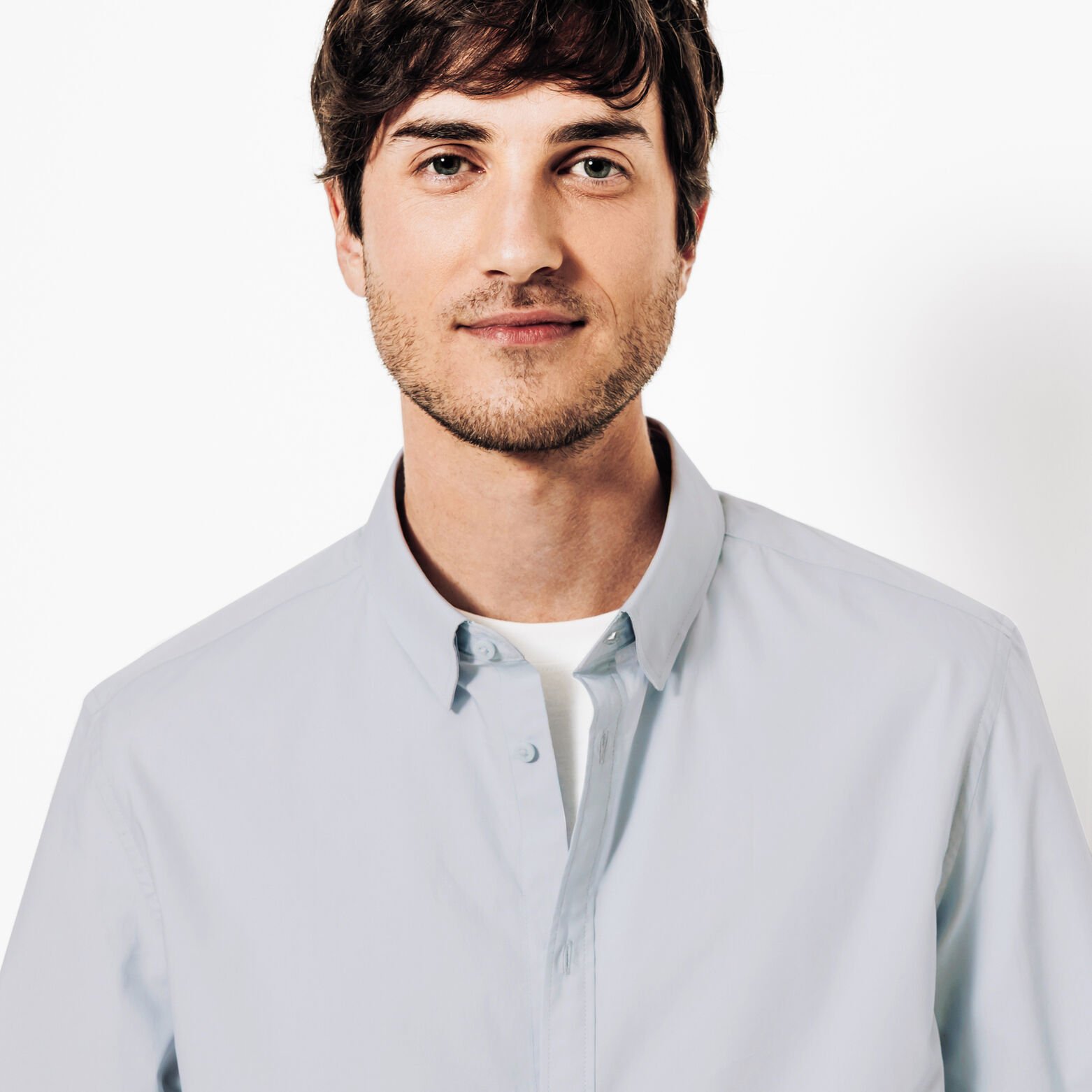 Hemd in katoen met semi Italiaanse kraag