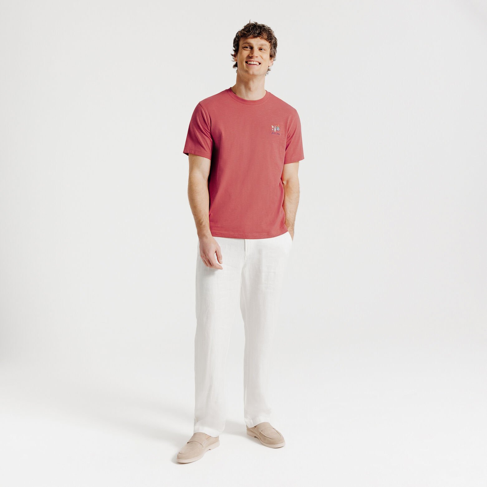 Tee shirt mati&egrave;re flamm&eacute;e broderie poitrine