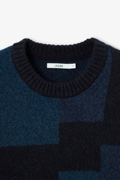 Pull col rond jacquard fantaisie