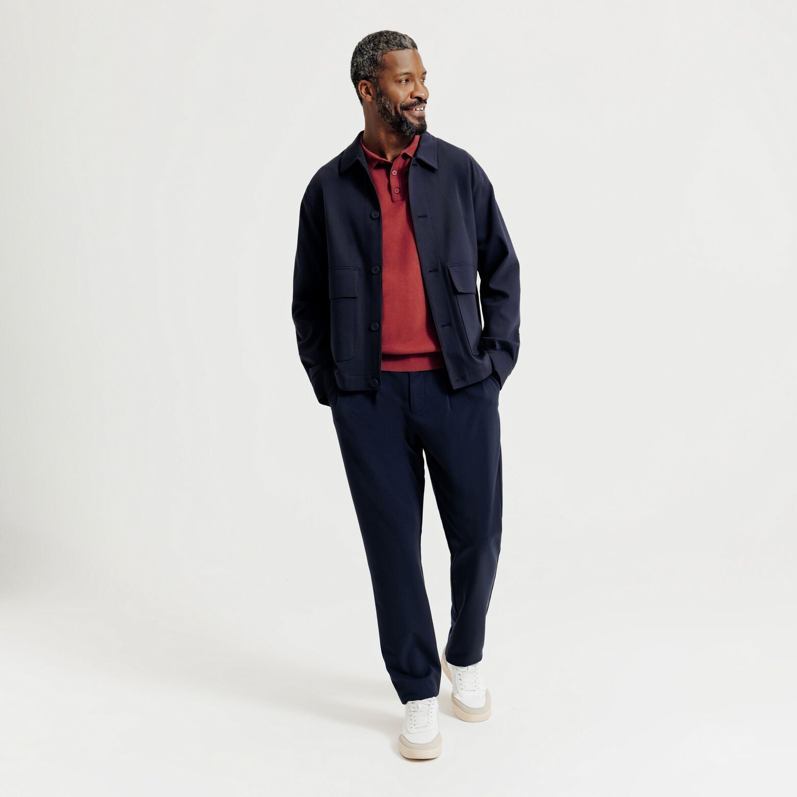 Polo en maille col boutonn&eacute; jeux de points