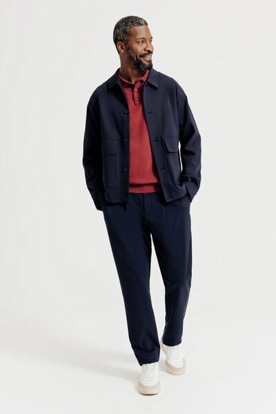 Polo en maille col boutonn&eacute; jeux de points