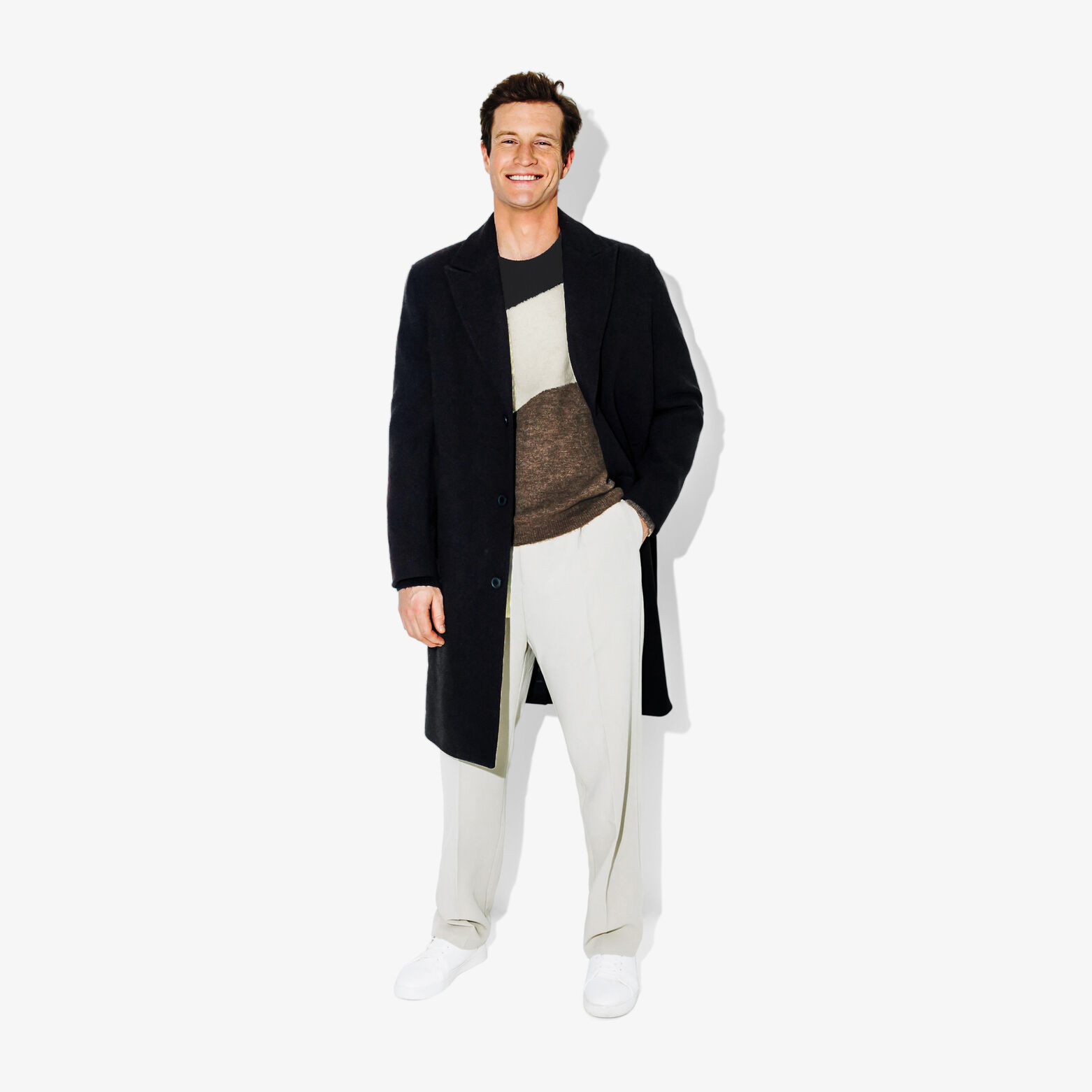 Pull col rond jacquard paysage