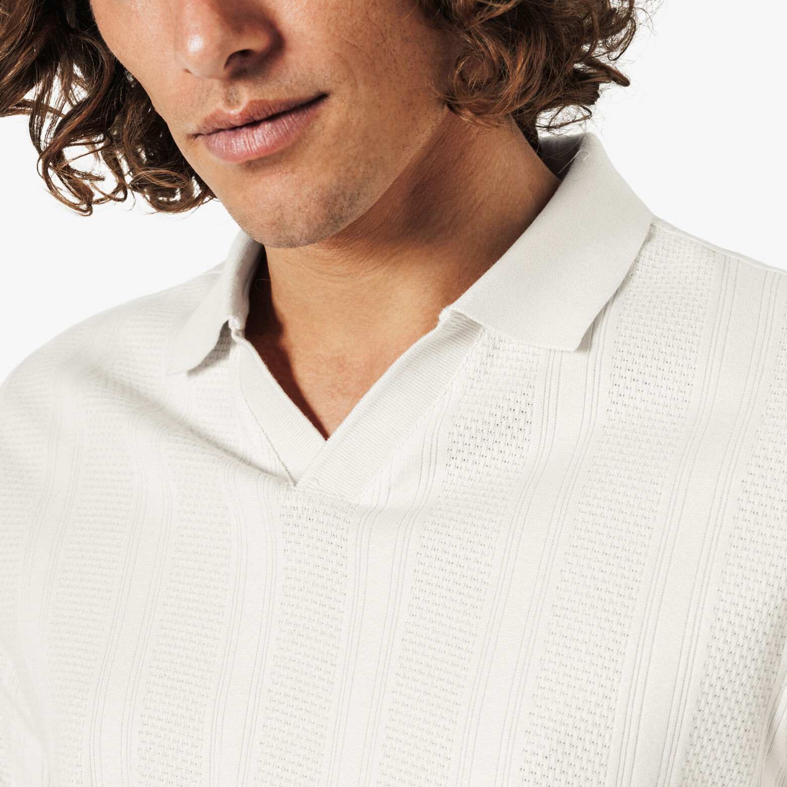 Polo manches courtes col resort &agrave; lignes