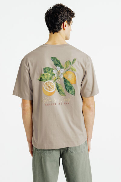 Tee shirt imprim&eacute; devant et dos citron