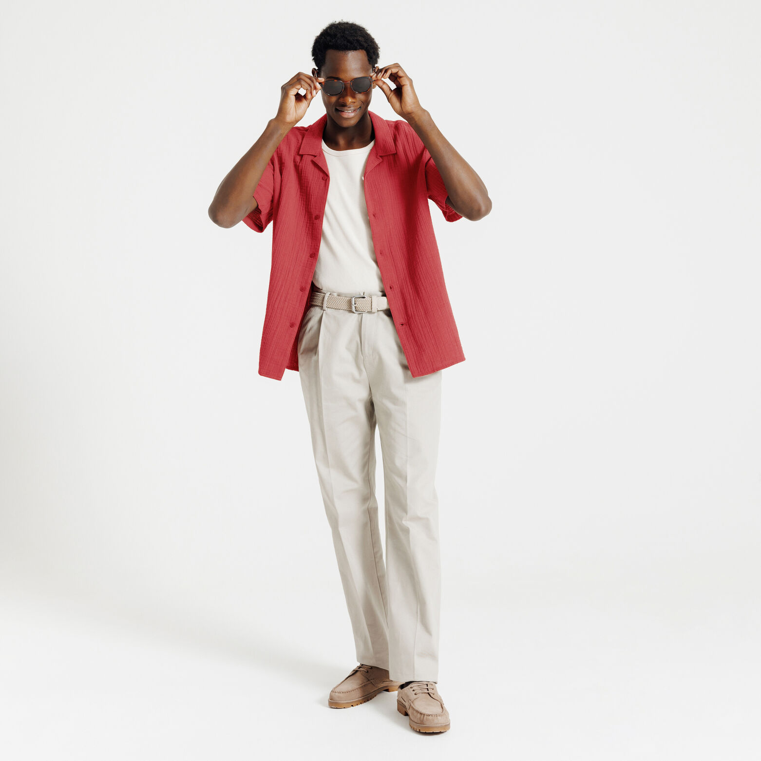 Chemisette en gaze de coton col requin