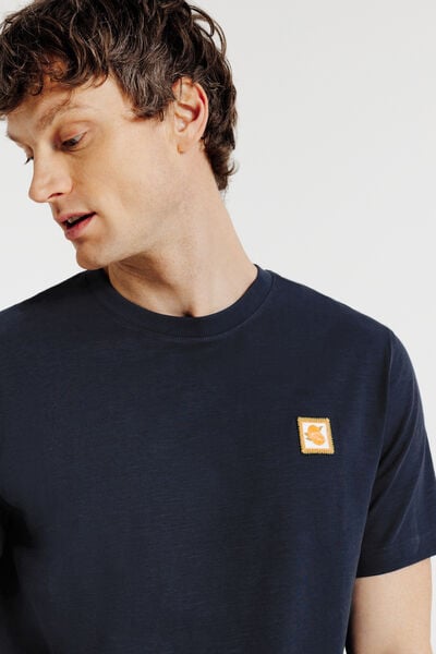 Tee shirt mati&egrave;re flamm&eacute;e broderie poitrine