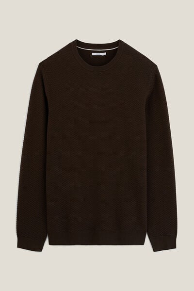 Pull col rond jeux de points fantaisie