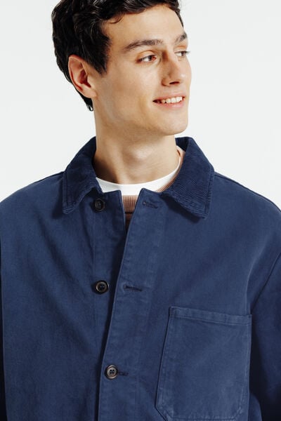 Veste col chemise en velours boutonn&eacute;e