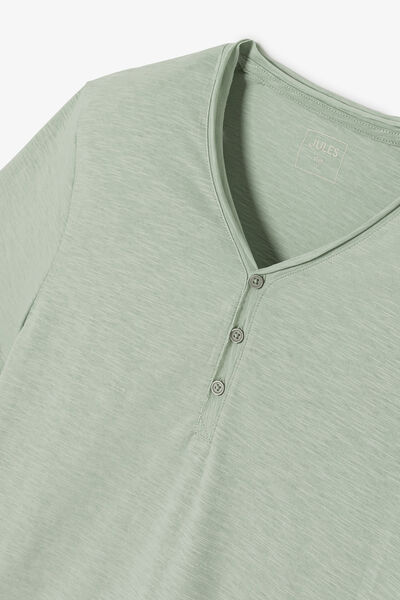 Tee shirt col tunisien mati&egrave;re flamm&eacute;e