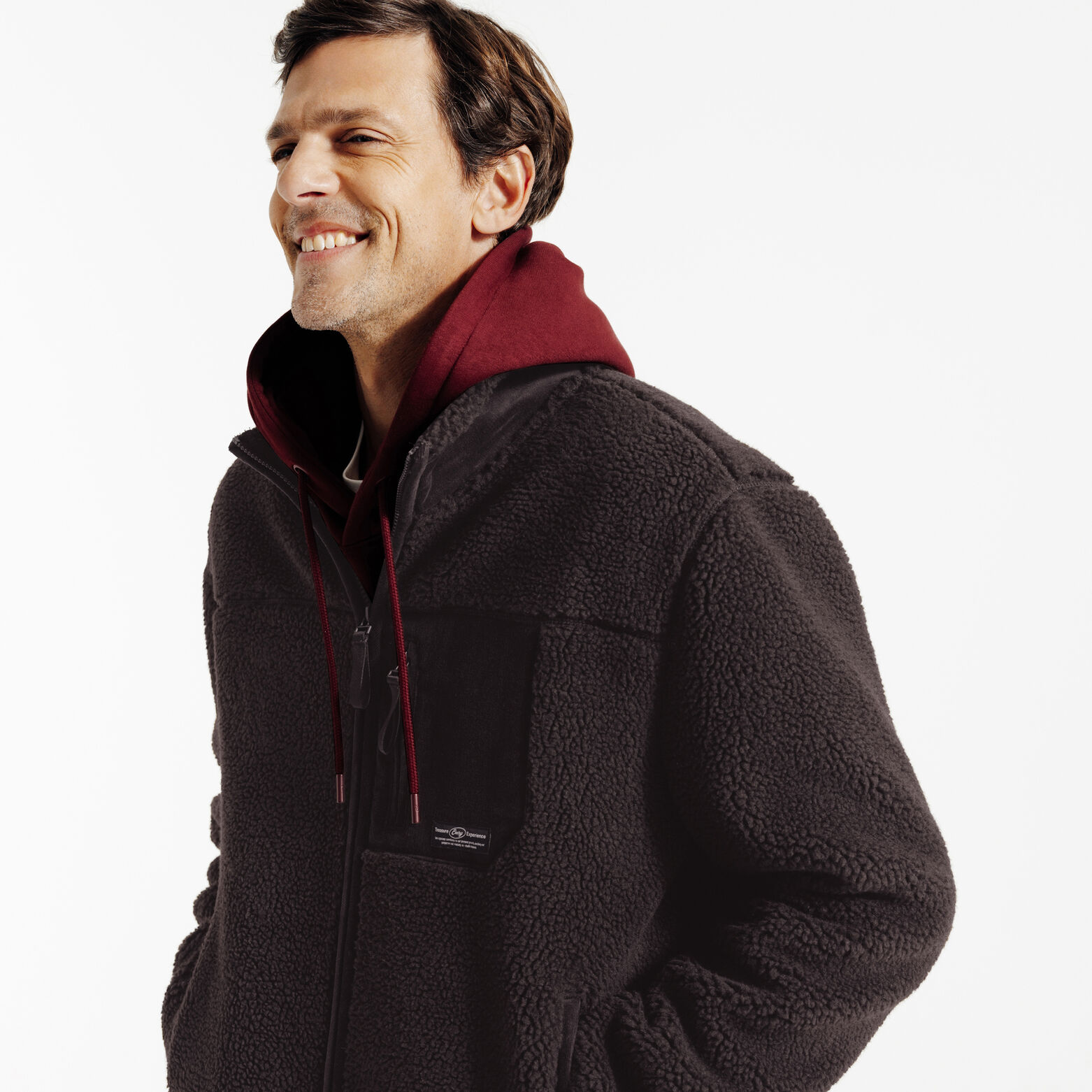 Veste zipp&eacute;e en sherpa contrast&eacute;e