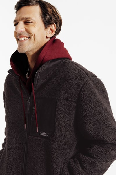 Veste zipp&eacute;e en sherpa contrast&eacute;e