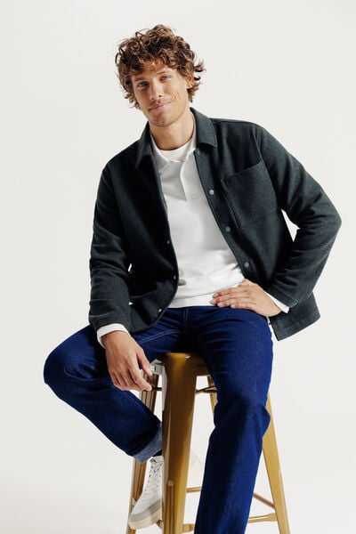 Polo manches longues piqu&eacute; uni