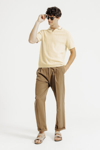 Polo en maille col resort jeux de points fantaisie