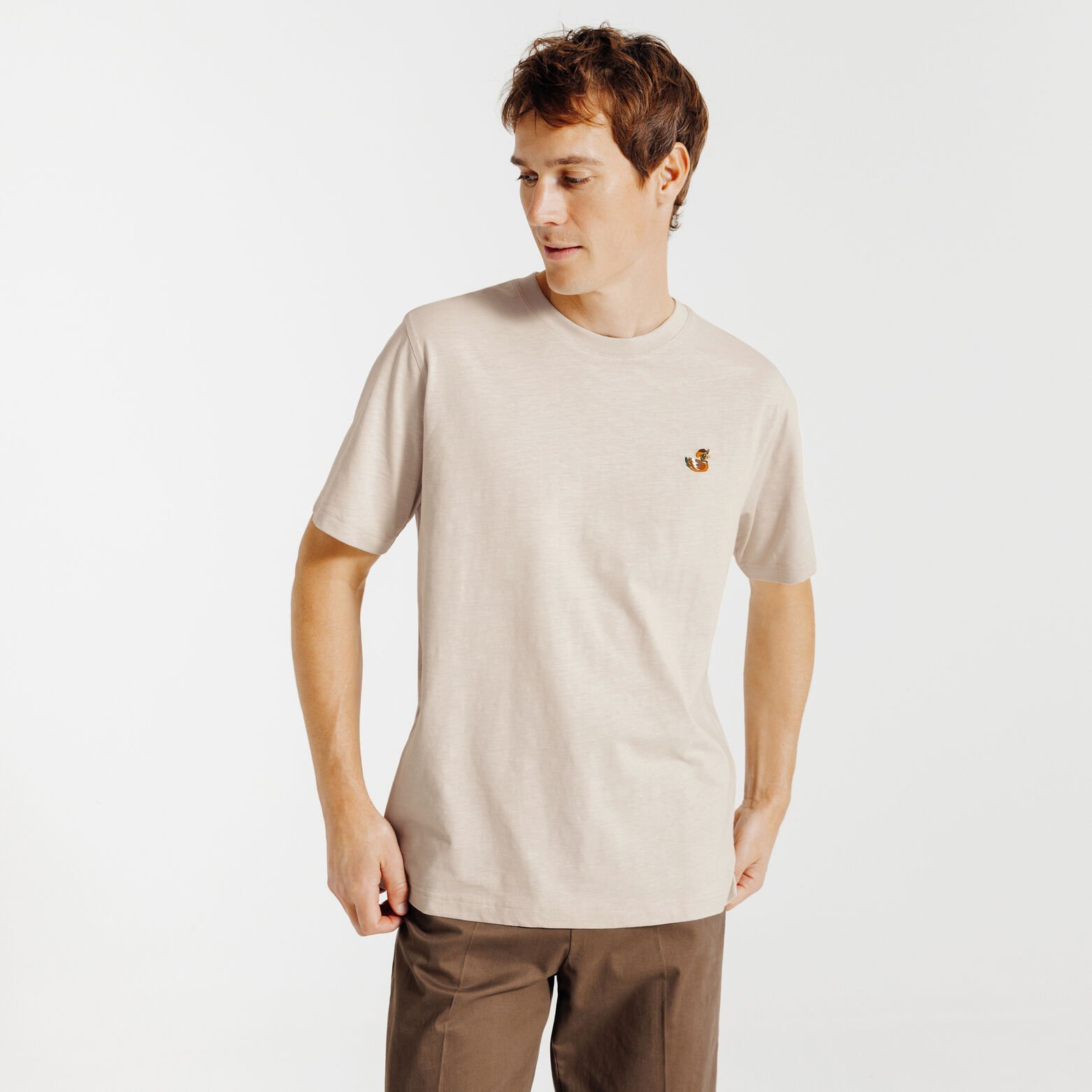 Tee shirt mati&egrave;re flamm&eacute;e broderie poitrine