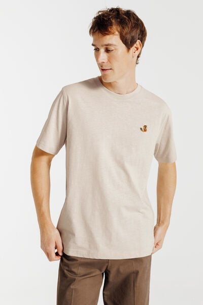 Tee shirt mati&egrave;re flamm&eacute;e broderie poitrine