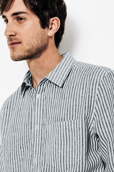 Chemise en coton lin ray&eacute;e