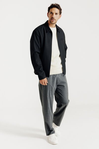 Pull col rond jeux de points fantaisie