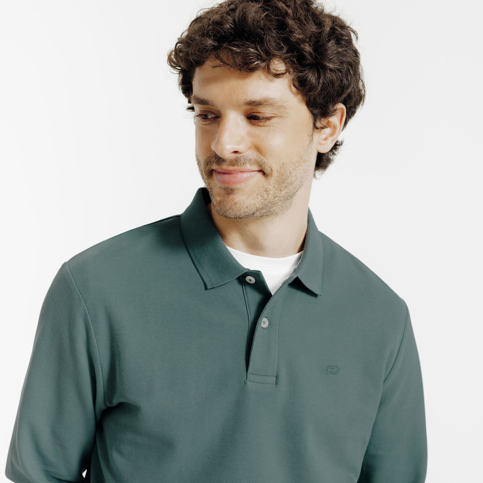 Polo manches longues piqu&eacute; uni