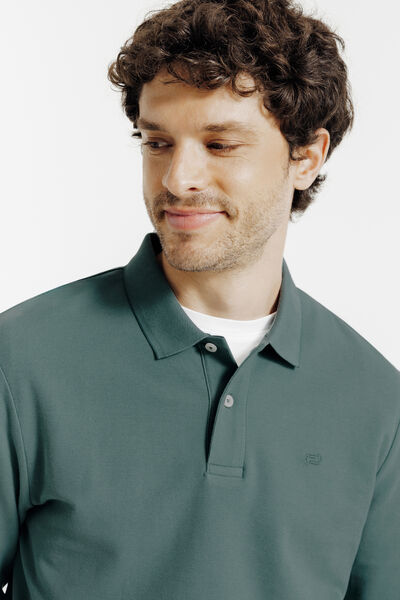 Polo manches longues piqu&eacute; uni