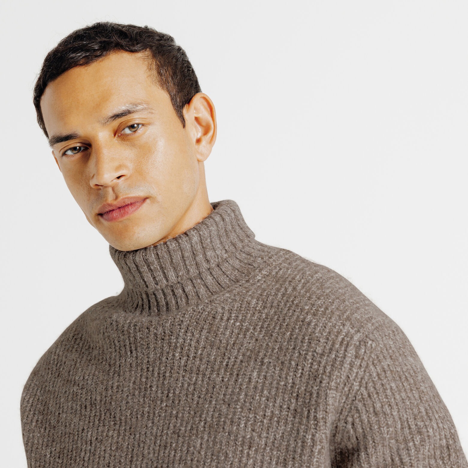 Trui rolkraag in tweed