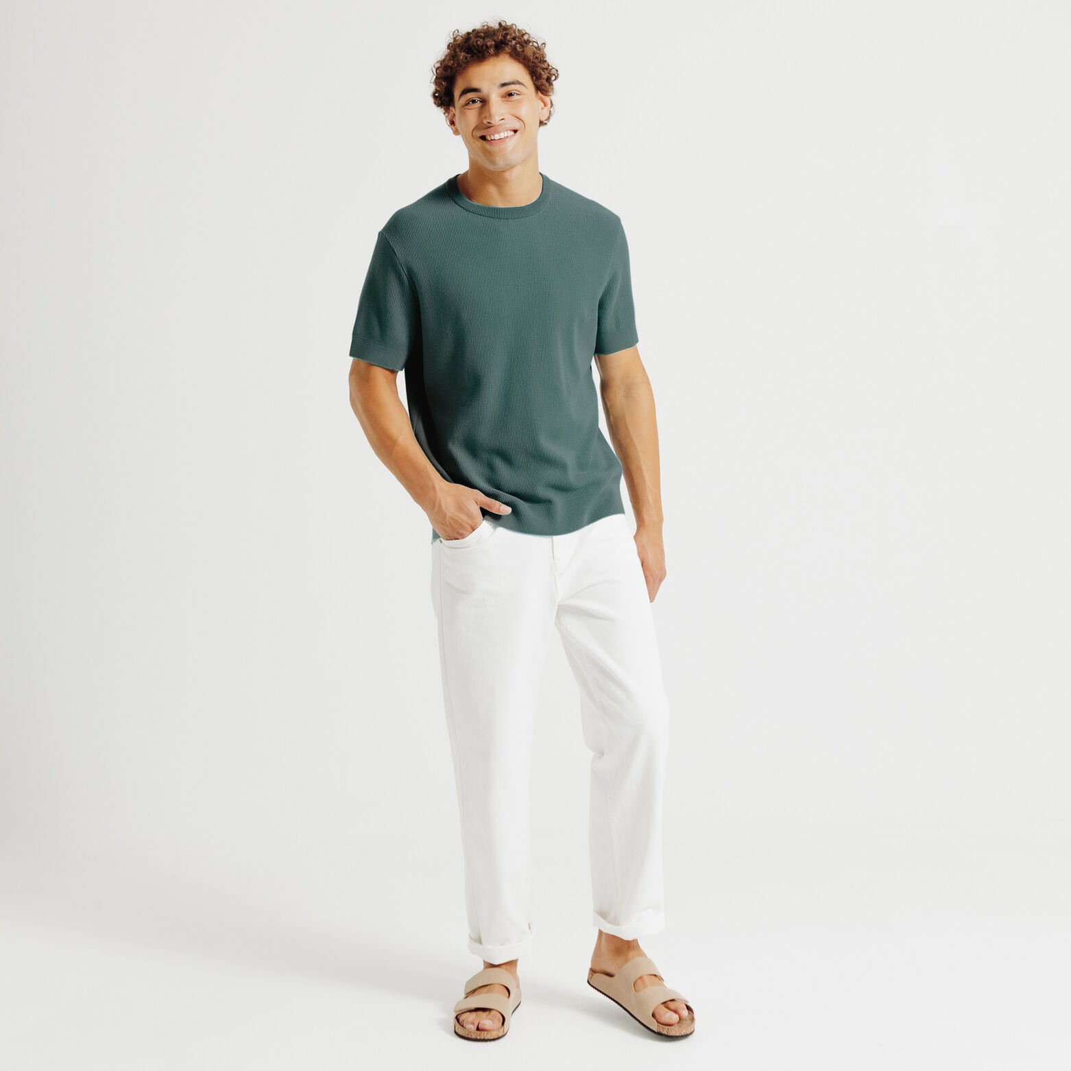 T-shirt in tricot met fantasie stekenpatroon