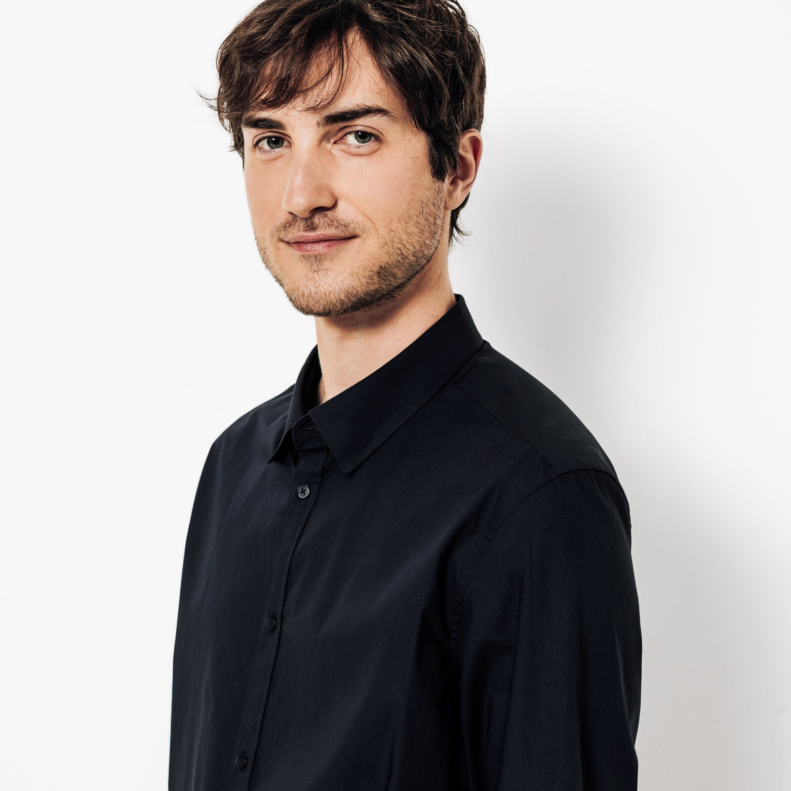 Chemise en coton col semi italien