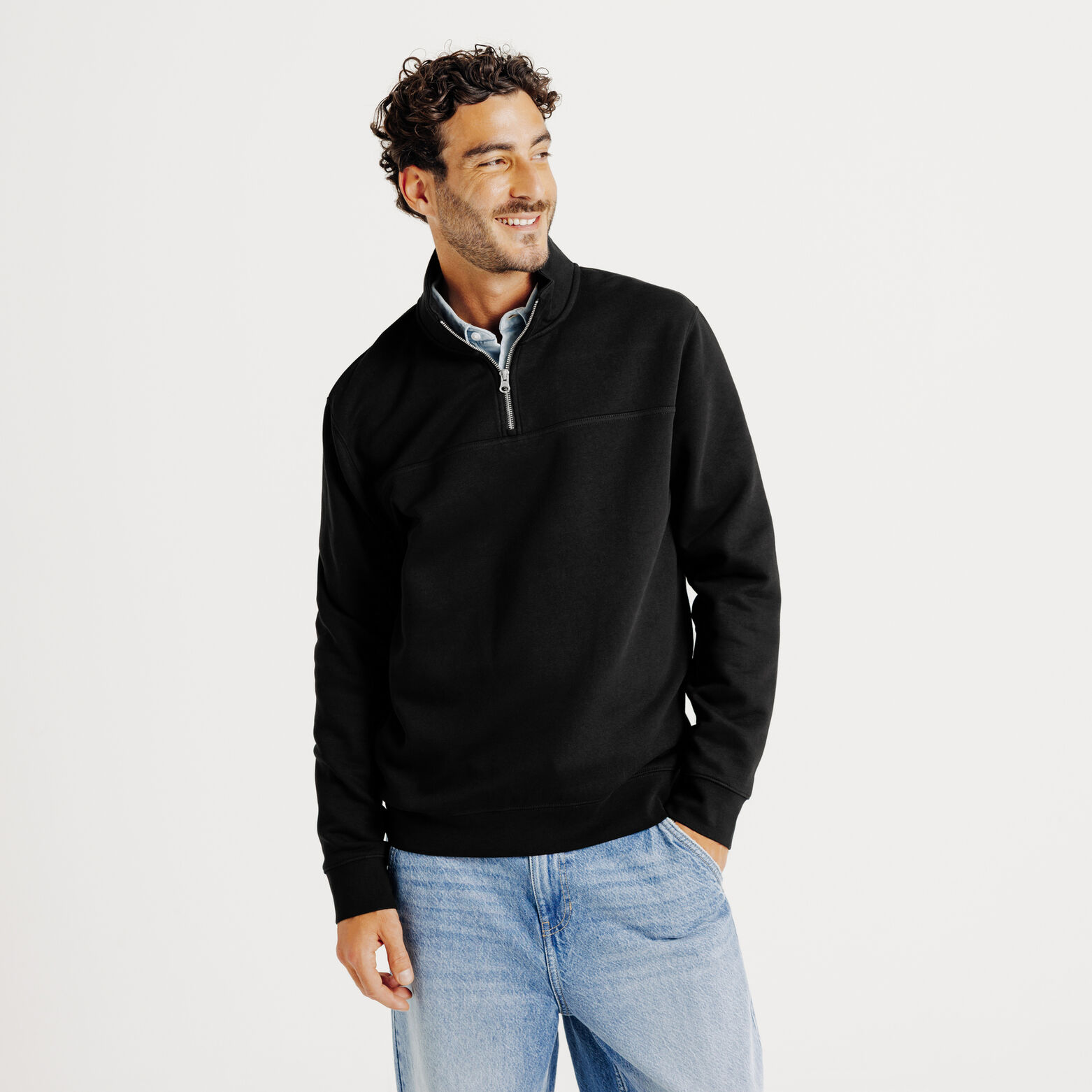 Sweat col montant zipp&eacute; uni