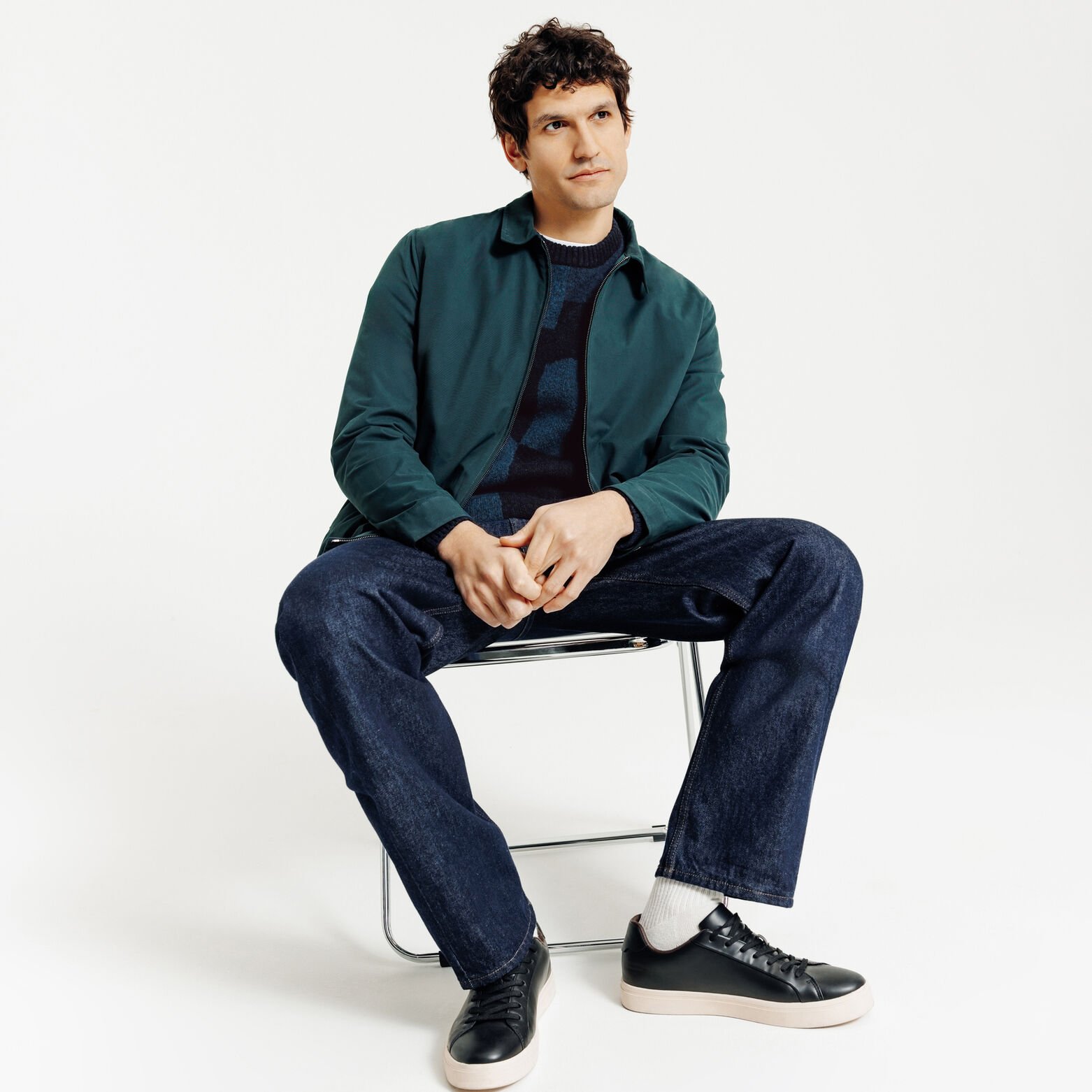 Pull col rond jacquard fantaisie