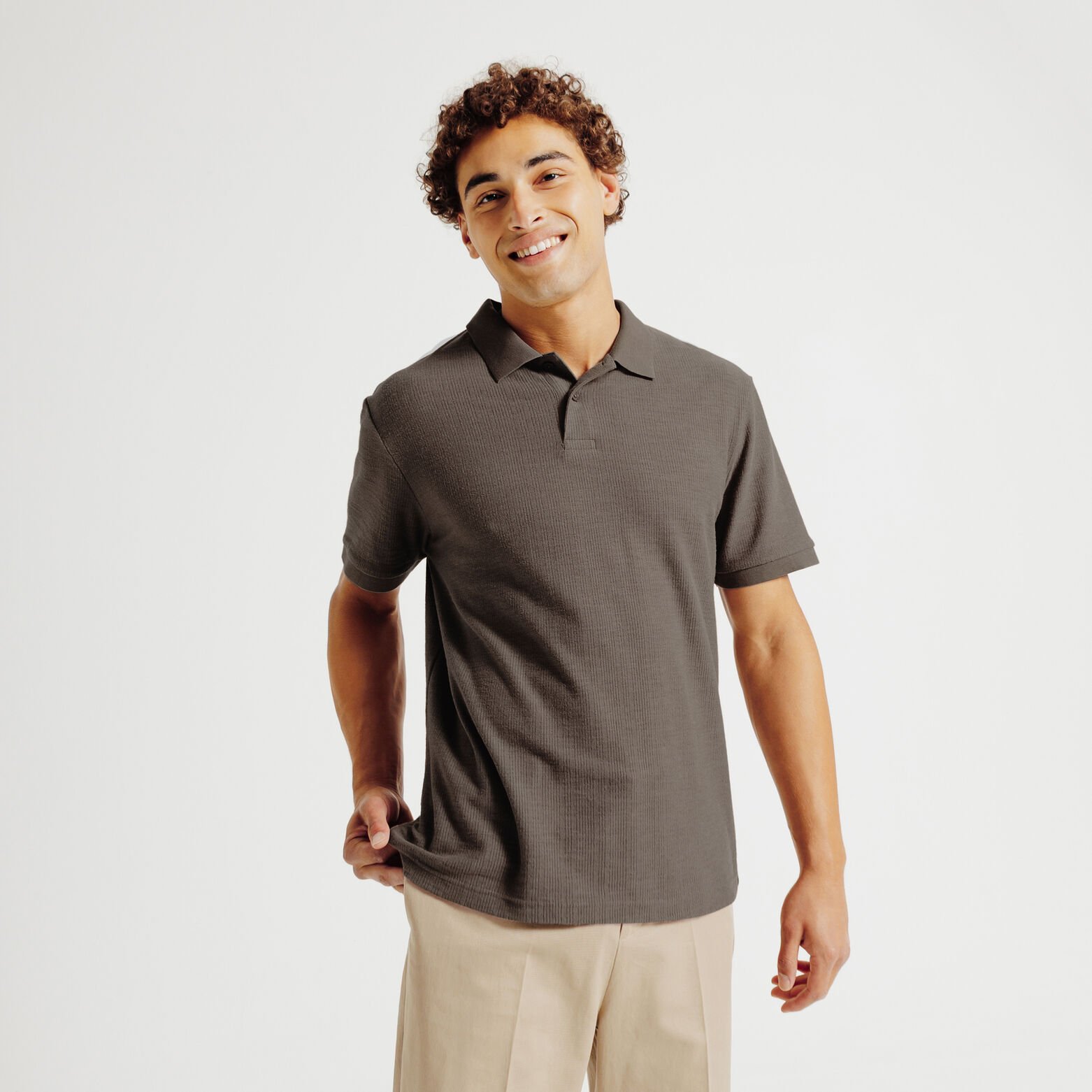 Polo manches courtes textur&eacute;