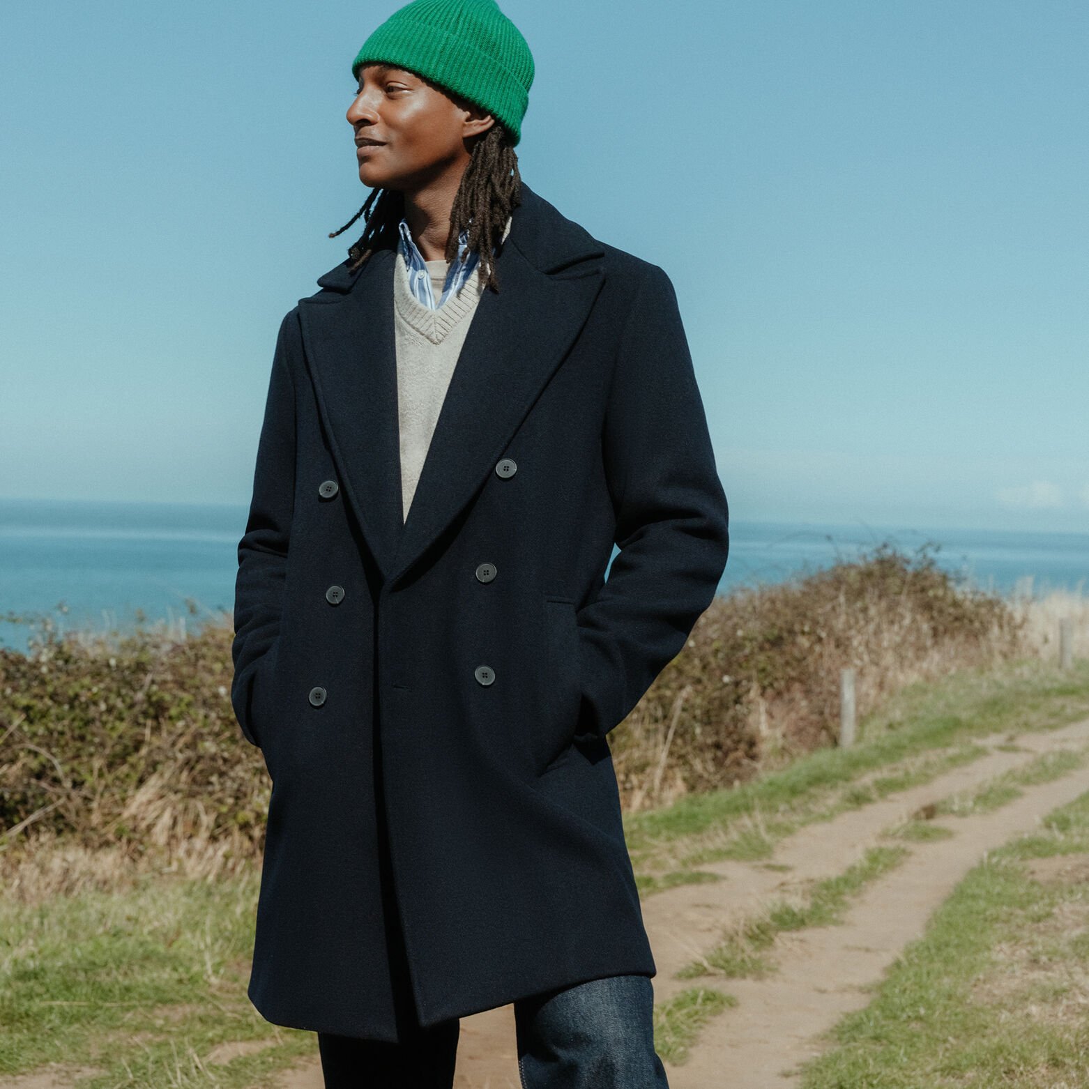 Manteau long hiver crois&eacute;