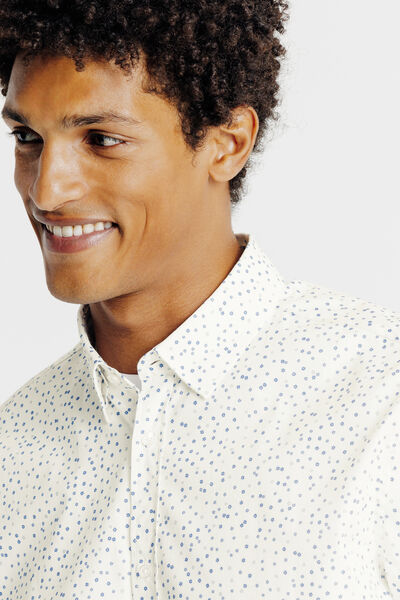 Chemise en coton imprim&eacute; floral slim