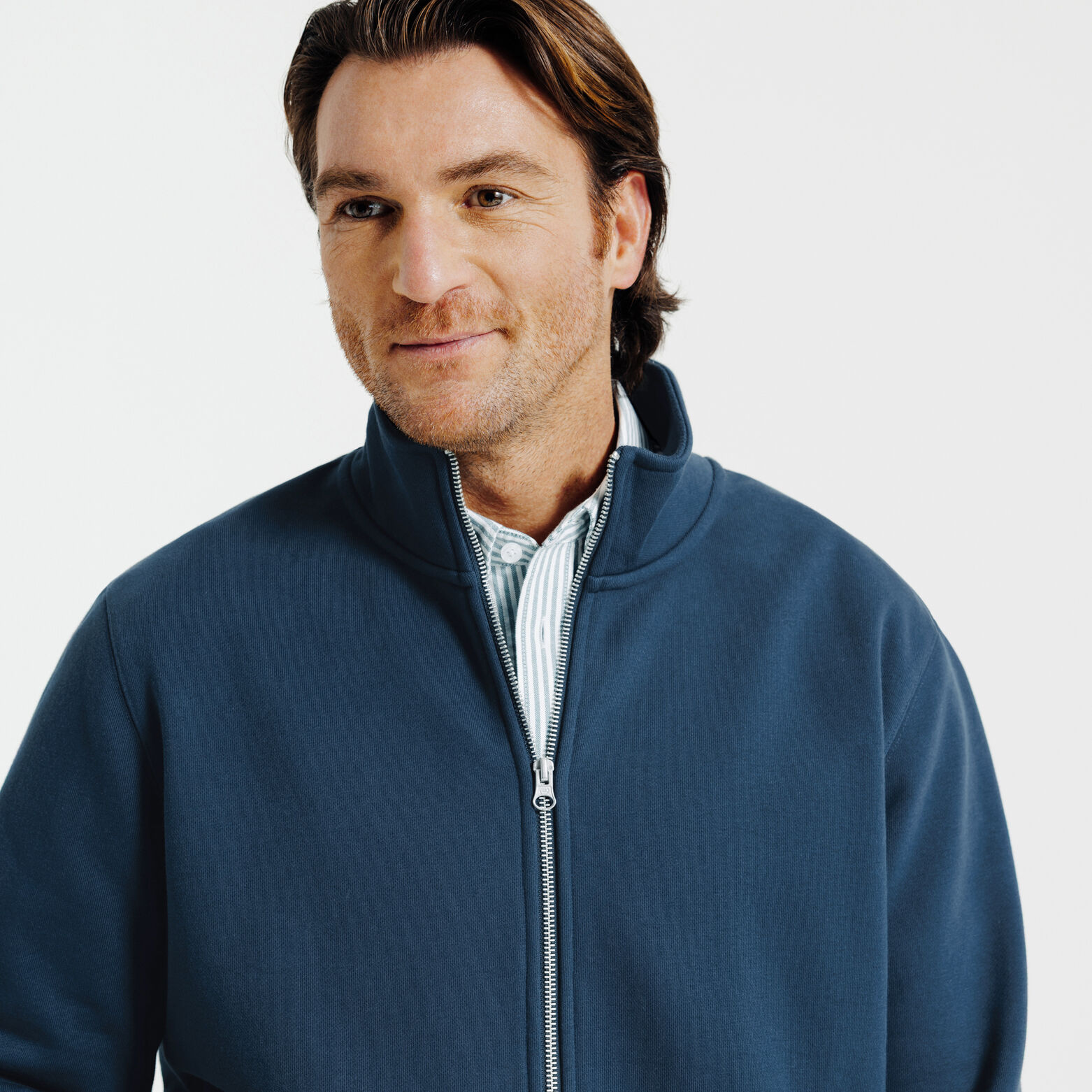 Sweat veste zipp&eacute;e col montant uni heavy weight