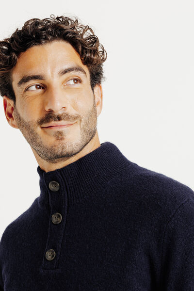 Pull col montant boutonn&eacute; lambswool
