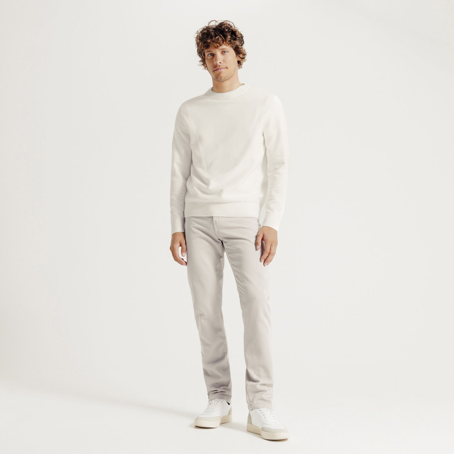 Trui ronde hals in fantasie-stekenpatroon