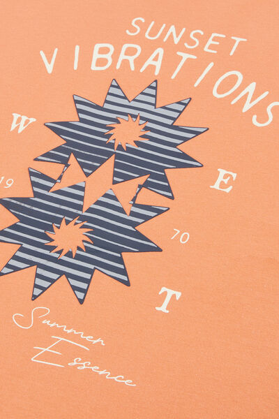 Tee shirt col rond imprim&eacute; plac&eacute; devant