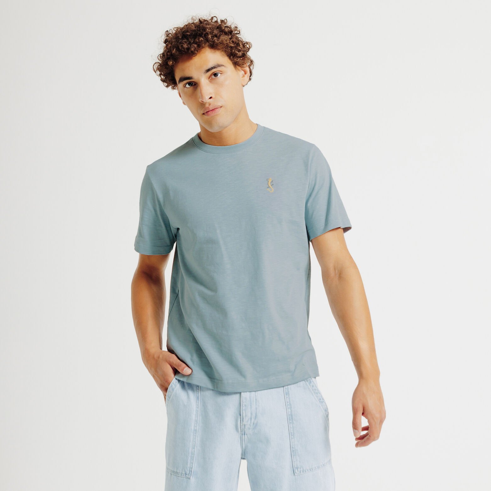 Tee shirt mati&egrave;re flamm&eacute;e broderie poitrine