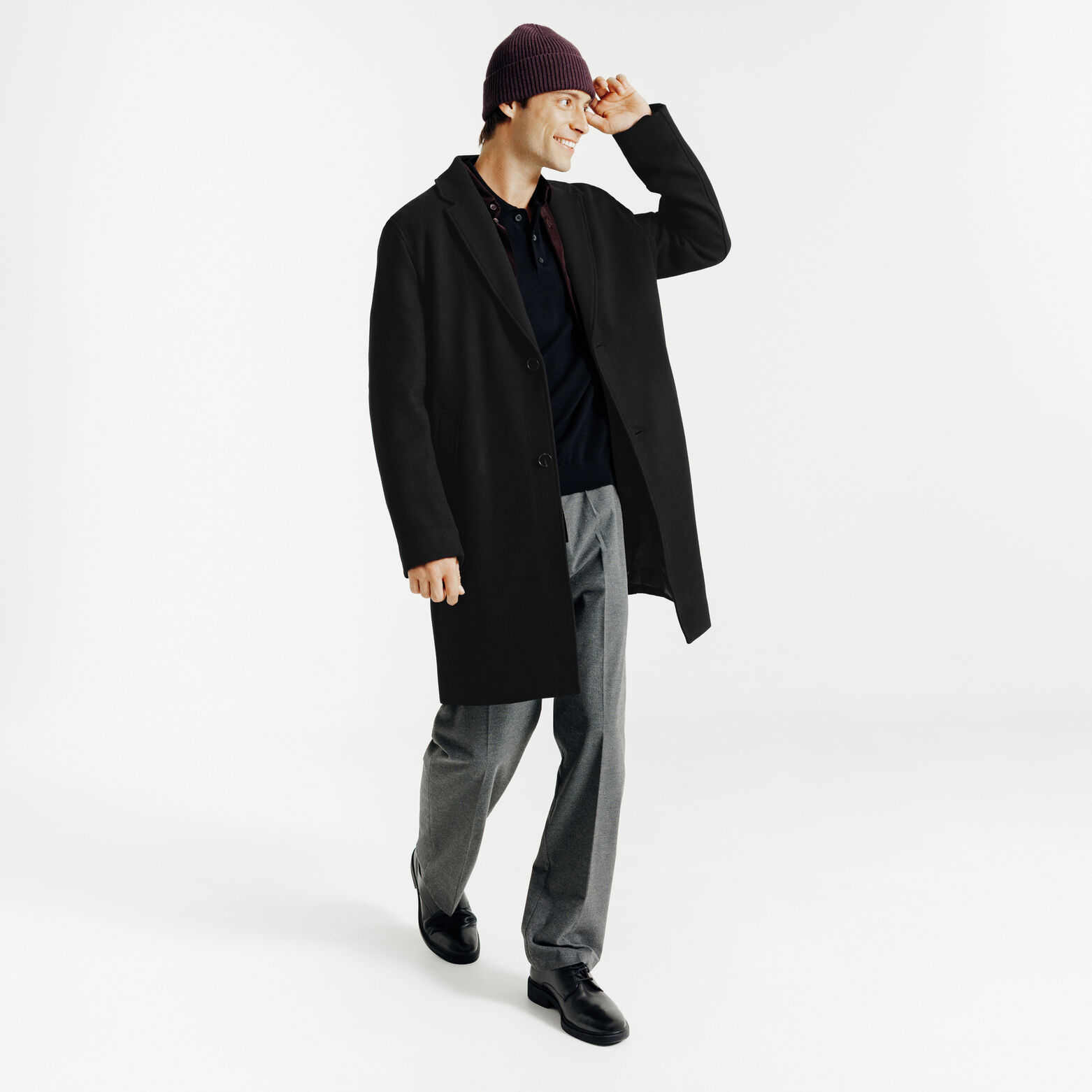 Manteau hiver long col tailleur