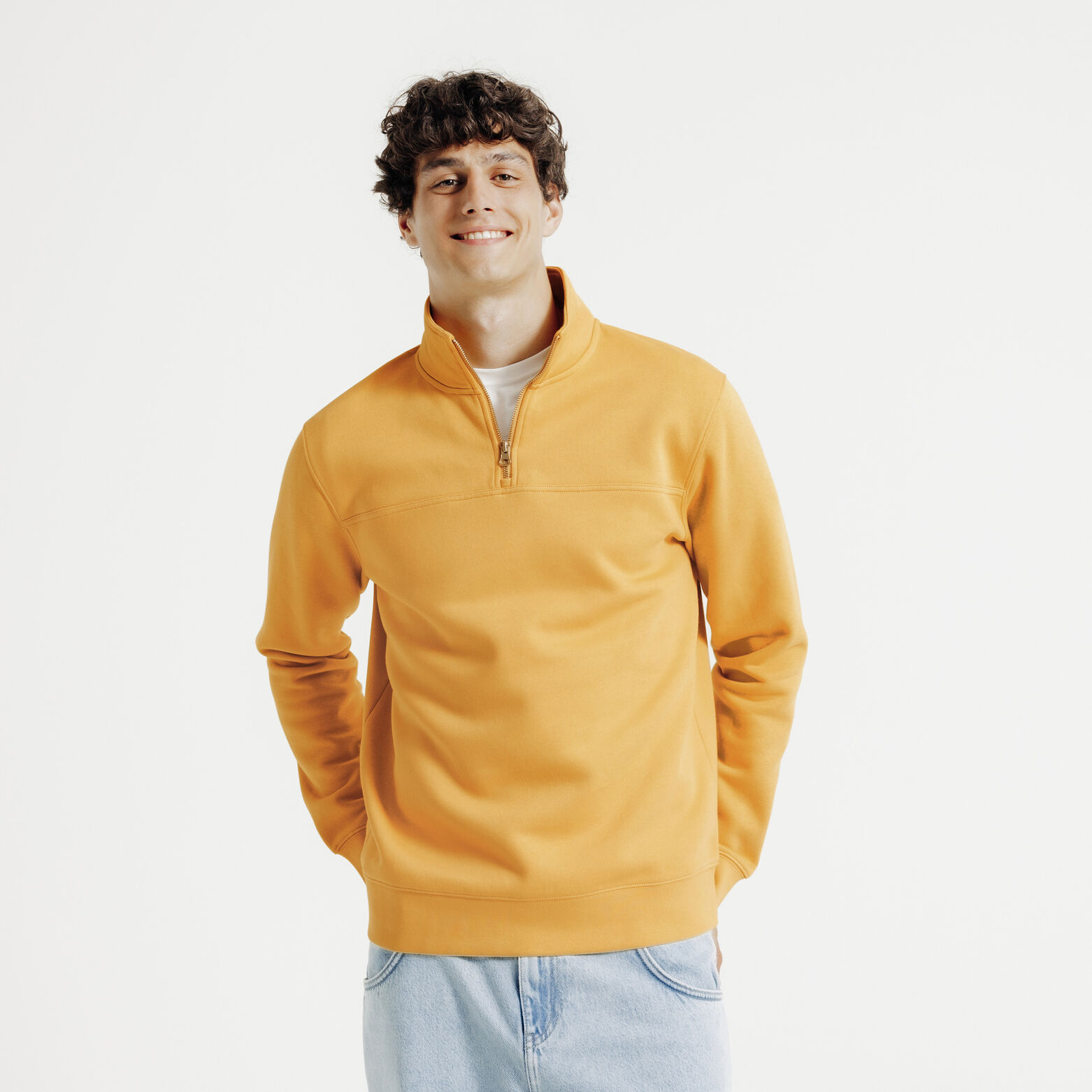 Sweat col montant zipp&eacute; uni