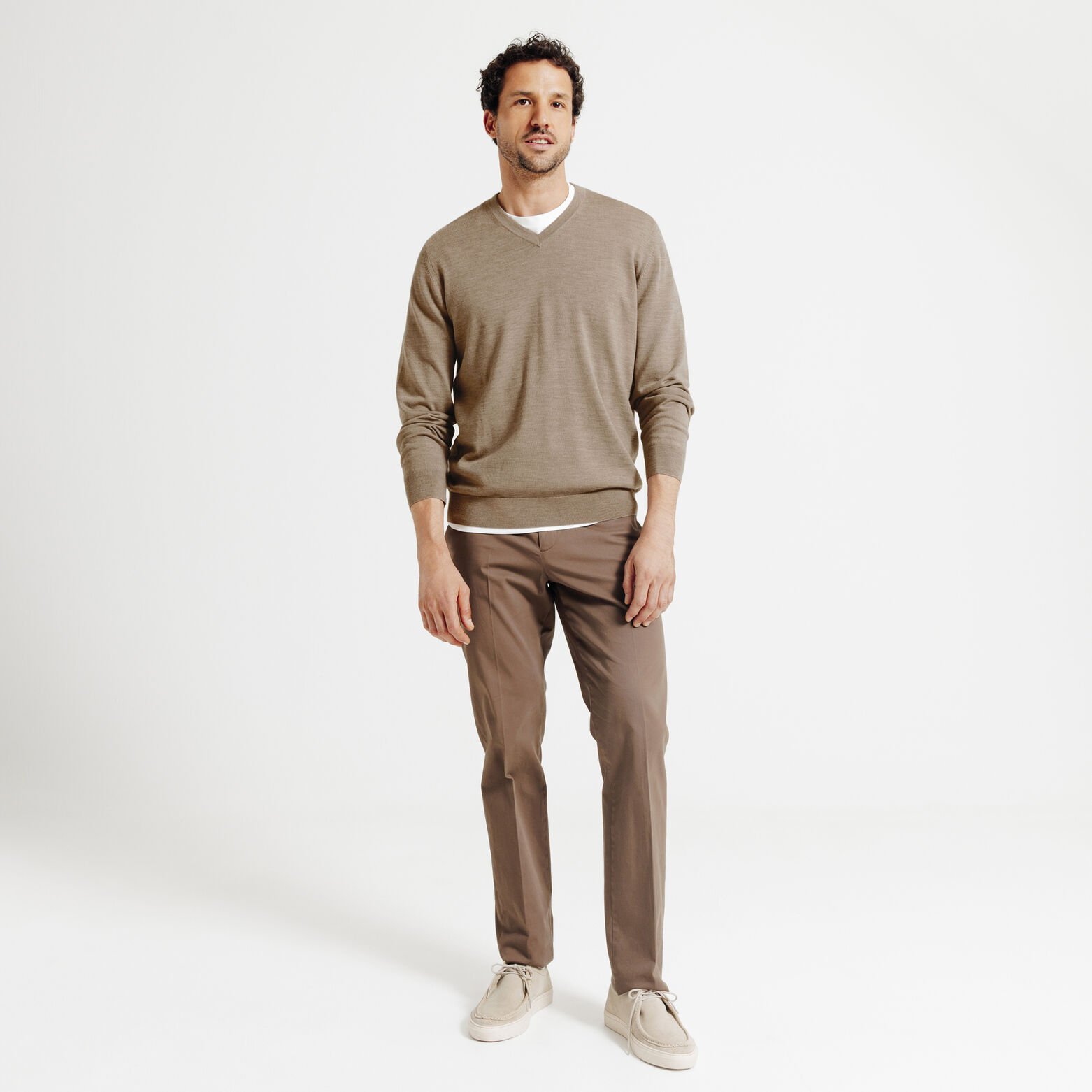 Trui met V-hals in merinoswol