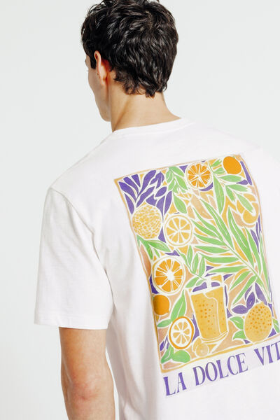 Tee shirt imprim&eacute; devant et dos "dolce vita"