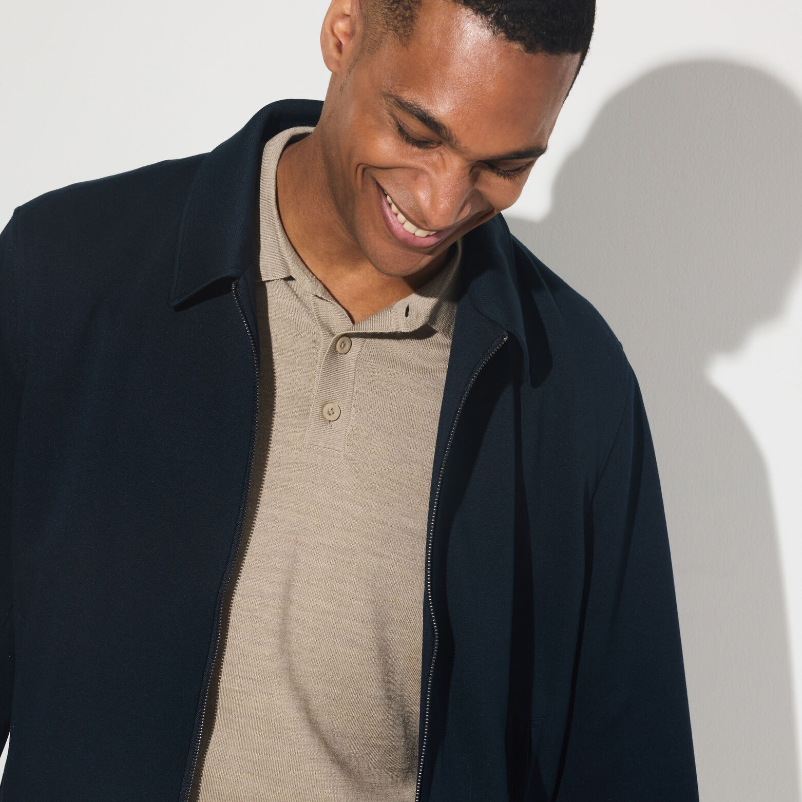 Polo met knoopkraag in merinoswol