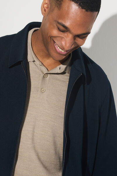 Polo met knoopkraag in merinoswol