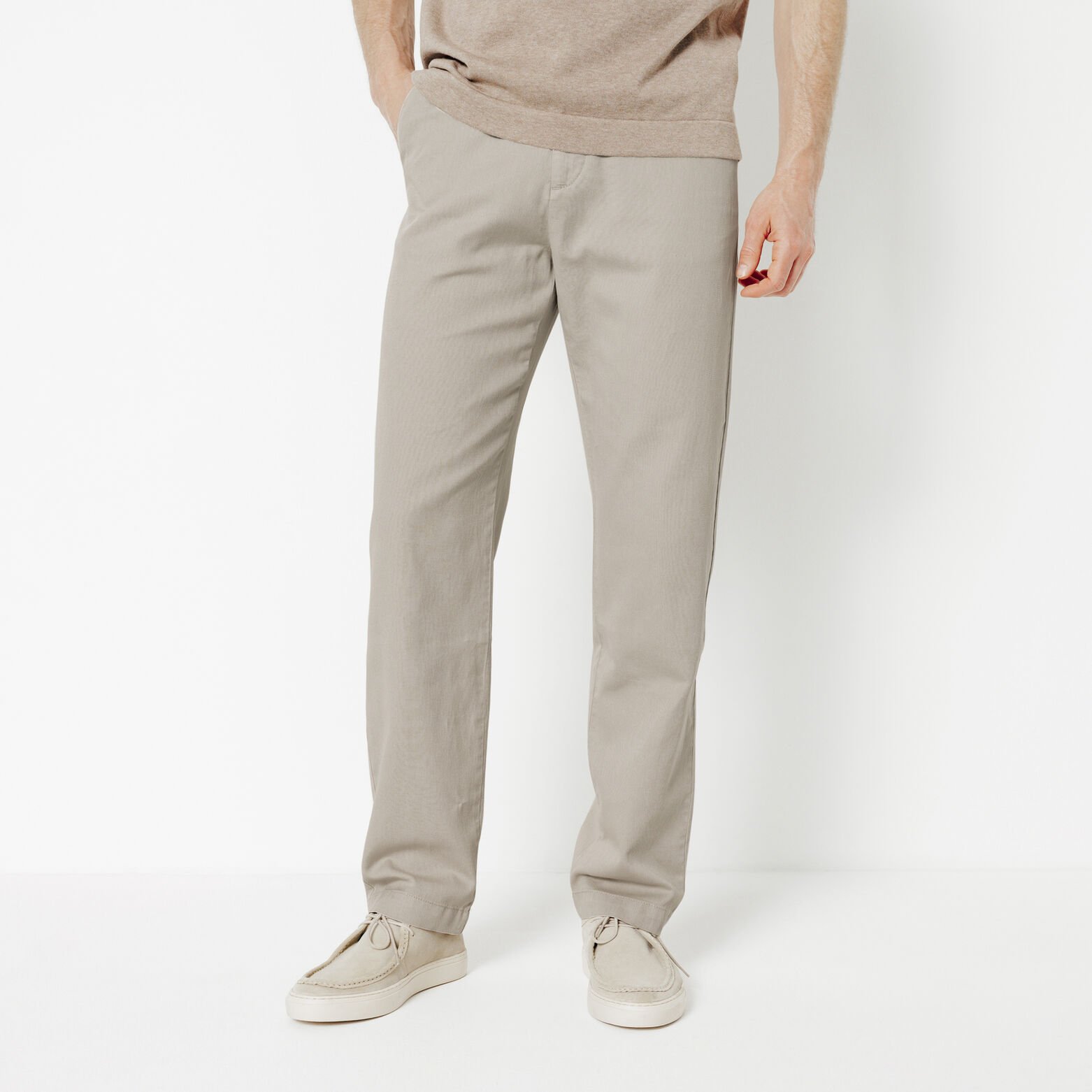 Loose fit chinobroek in katoen en linnen
