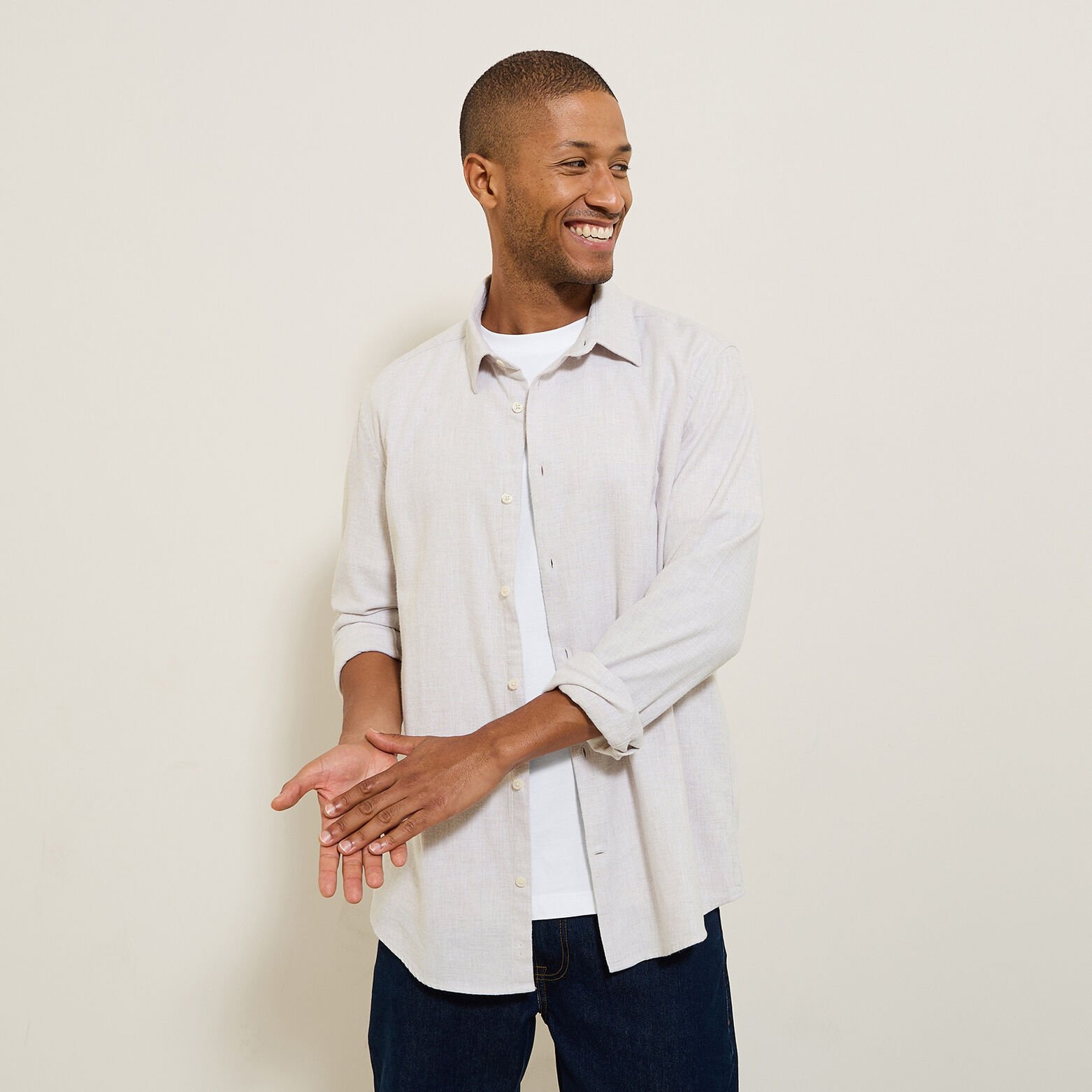 Chemise en coton flanelle col classique