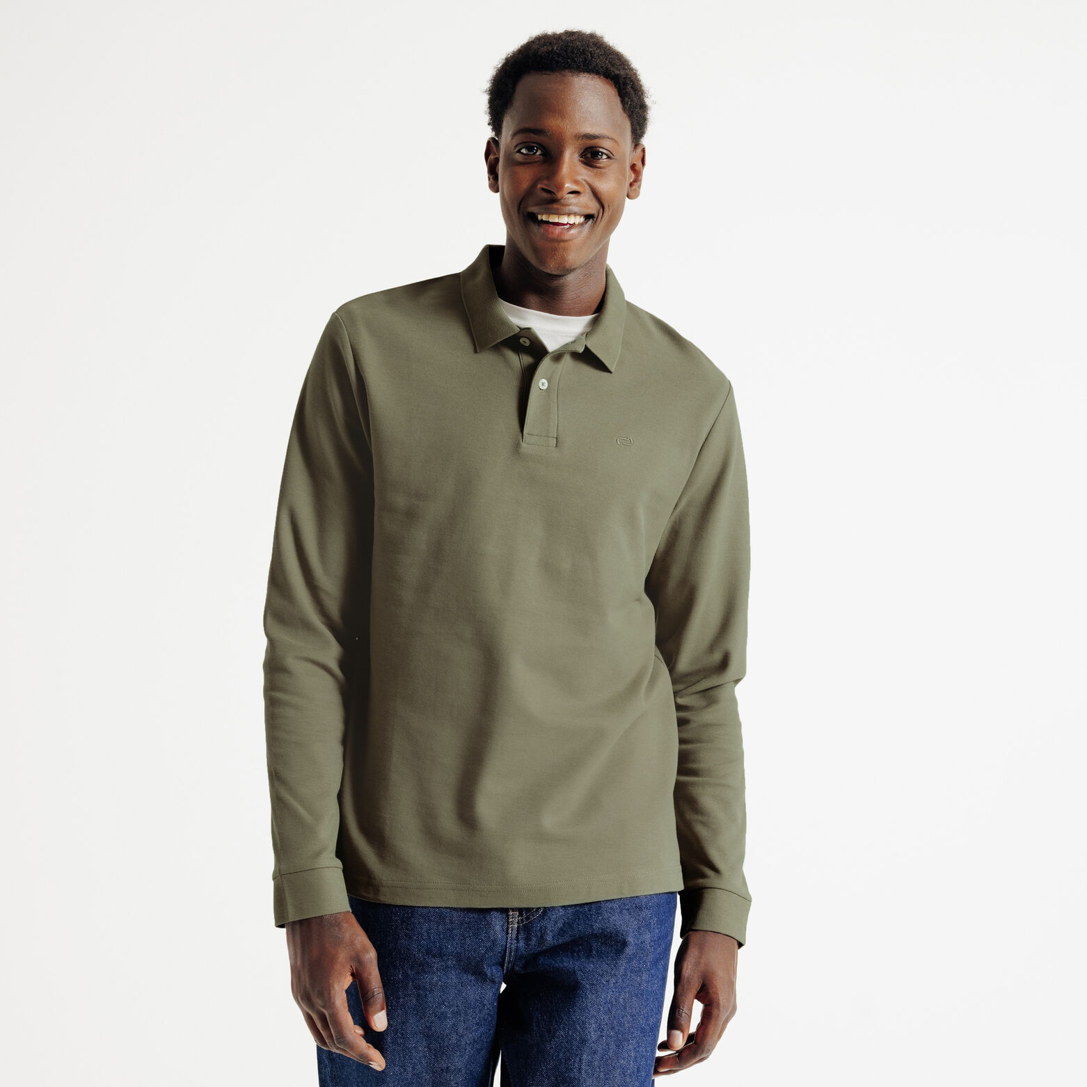 Polo manches longues piqu&eacute; uni