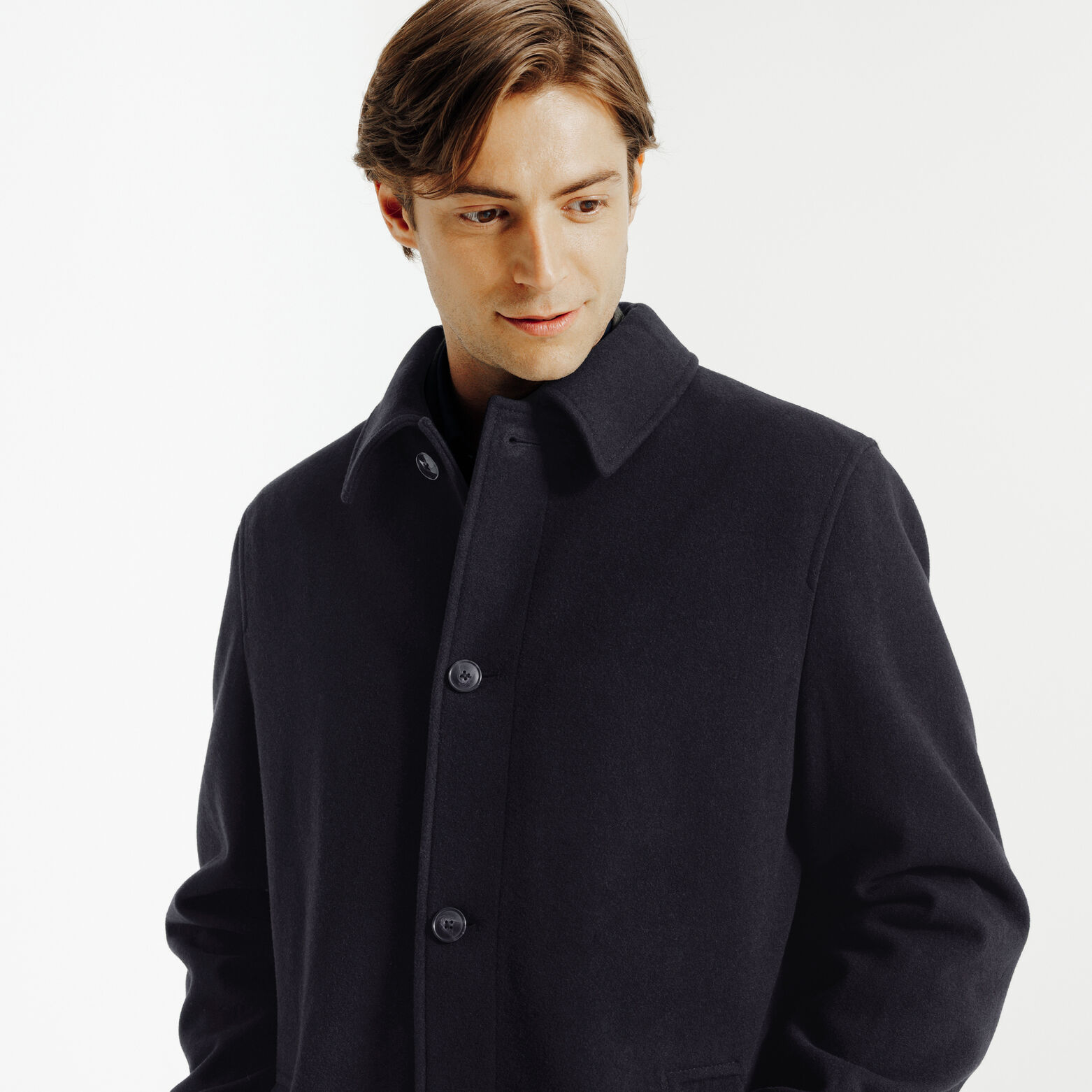 Manteau long col chemise