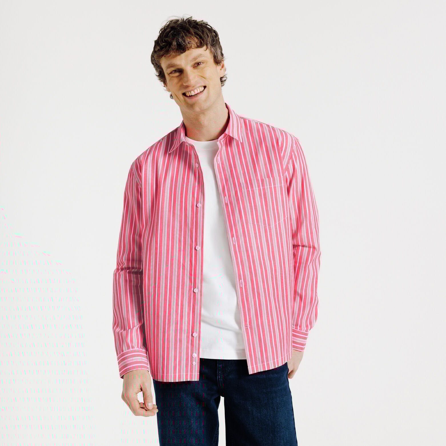 Chemise boxy ray&eacute;e en coton