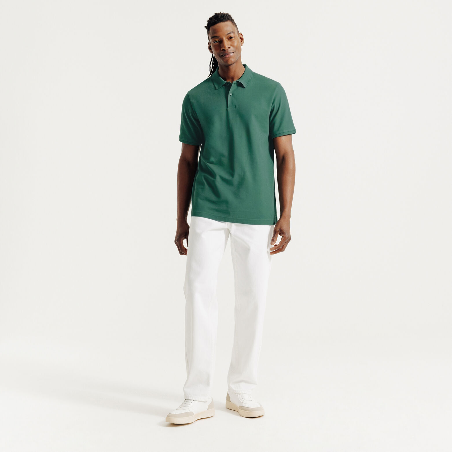 Polo manches courtes piqu&eacute; uni