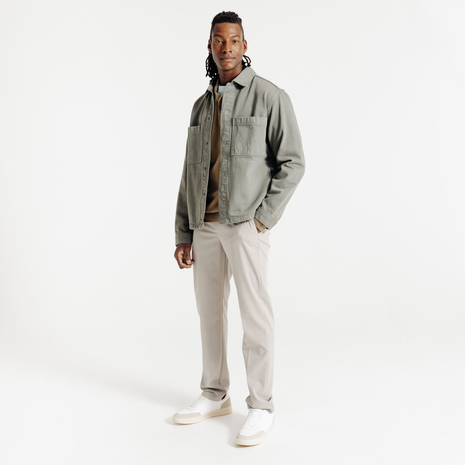 Polo en maille col boutonn&eacute; jeux de points